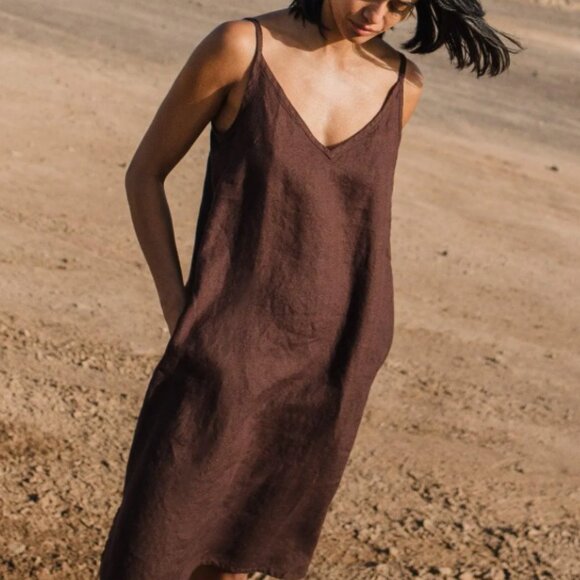 not Perfect Linen Purple Slip Dress Size S/M - Picture 6 of 8